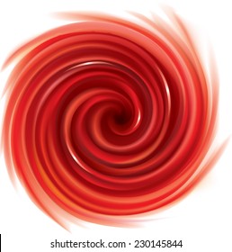 Fondo giratorio vectorial. Color rojo profundo de la superficie del líquido espiral con espacio para texto. El zumo de fruta es variado: fresas, tomates, arándanos, frambuesas, granadas, redcurranos