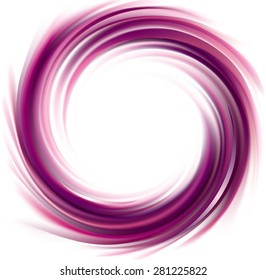 Vector swirling backdrop. Spiral lilac surface with space for text in glowing center in middle of funnel. Appetite nectar different lilac fruits: grape, currant, blackberry, mulberry, cherry, beet