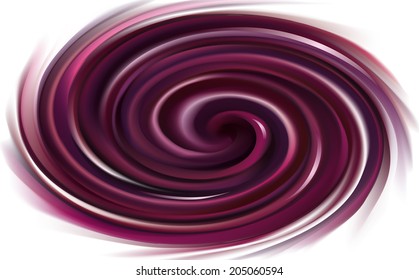 Vector swirling  backdrop. Spiral liquid surface lilac color. Petite juice different fruits blue: grape, currant, blueberry, blackberry, mulberry, cherry