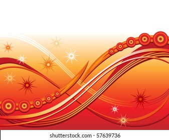 Vector Swirling curves with sparkles design. In earth tone colors.