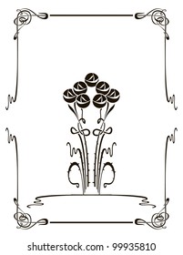 Vector swirling decorative floral, rose and plants elements