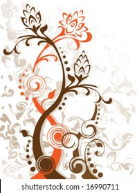 Vector Swirling flower foliage designs. Created in earth tones.