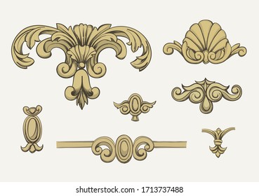 Vector Swirls For Design. Baroque Design Elements.