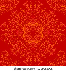 Vector swirly vines pattern. Asian, Chinese style for design or background.