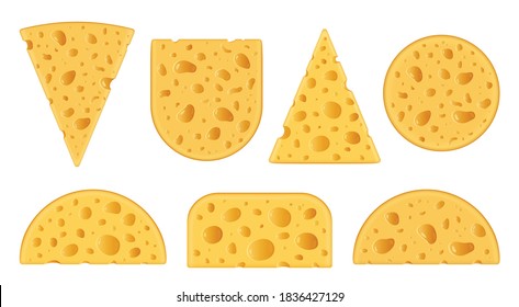 Vector swiss cheese realistic icons isolated on a white background
