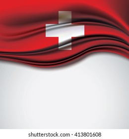 Vector switzerland flag blowing in the wind on gray background