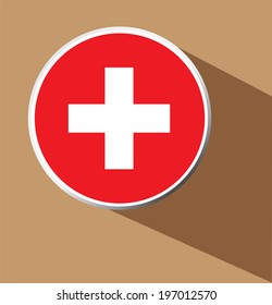 Vector - Switzerland flag button icon with long shadow