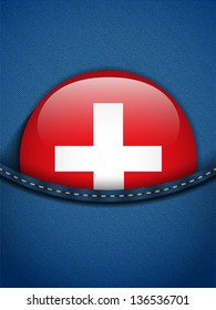Vector - Switzerland Flag Button in Jeans Pocket