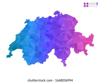 Vector Suiza cartografía mosaico triángulo de polígono colorido con fondo blanco. degradado de estilo.