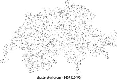 Vector Switzerland map filled with a texture of randomly arranged gray circles
