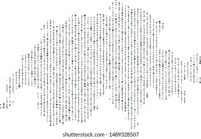 Vector Switzerland map filled with a texture of vertically arranged gray circles