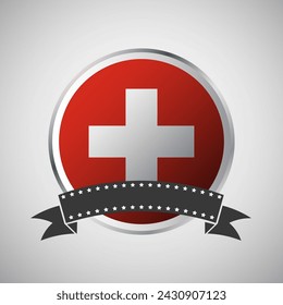 Vector Switzerland Round Flag Banner Vector Illustration
