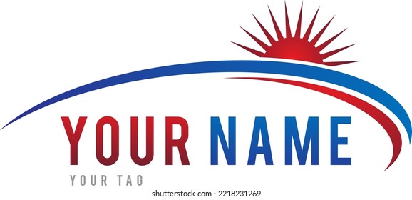 Vector Swoosh Logo With Sunrise With Text Placement Sample