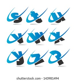 Vector swoosh small letters logo icons set 3