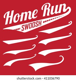 Vector Swooshes Swishes, Swooshes, and Swashes for Typography on Retro Baseball Tail Tee shirt