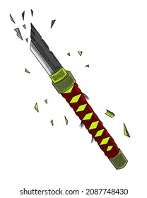 
The vector of the sword was destroyed against a white background.