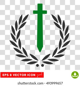 Vector Sword Honor Embleme EPS vector pictograph. Illustration style is flat iconic bicolor green and gray symbol on a transparent background.