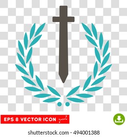 Vector Sword Honor Embleme EPS vector pictograph. Illustration style is flat iconic bicolor grey and cyan symbol on a transparent background.