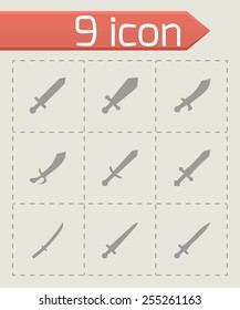 Vector sword icon set on grey background