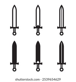 Vektorschwerter-Symbolsatz. Schwertsymbole