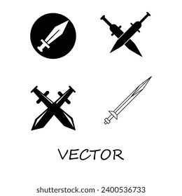 Vector Sword Icon Symbol Set, sword and rapier icons set design flat illustration on white background..eps