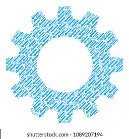 Vector sword icons are composed into gearwheel mosaic. Industrial design concept constructed from sword components.