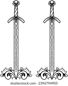 Ilustración de vectores con ornamento y alas