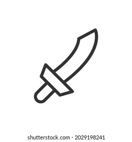 Icono de la línea de la espada del vector. Símbolo con estilo de contorno de moda. Ilustración vectorial aislada en un fondo blanco. 