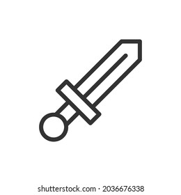 Icono de la línea de la espada del vector. Símbolo con estilo de contorno de moda. Ilustración vectorial aislada en un fondo blanco. 