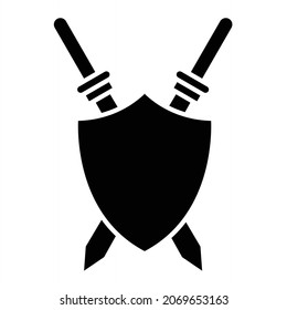  Vector Sword Shield Glyph Icon Design
