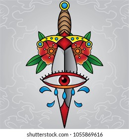 vector sword tattoo old school, vector EPS 10