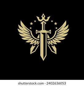 A vector of sword with wings in black background