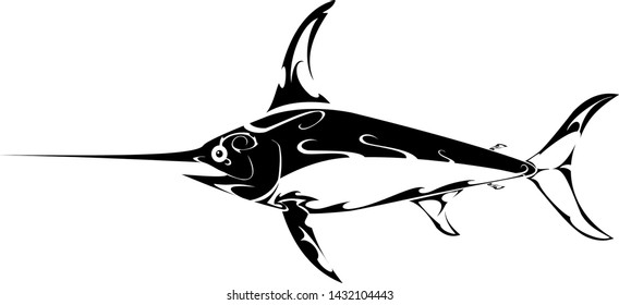 Vector of swordfish in tattoo style