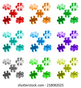 Vector SWOT illustration made from four colorful puzzle pieces