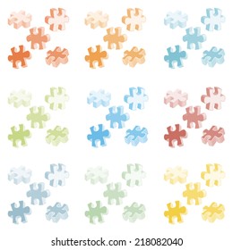 Vector SWOT illustration made from four colorful puzzle pieces