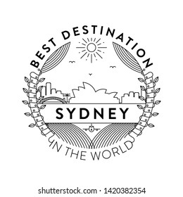 Vector Sydney City Badge, Linear Style