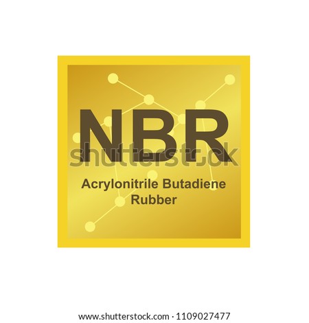 Vector symbol of Acrylonitrile butadiene rubber (NBR) polymer on the background from connected macromolecules