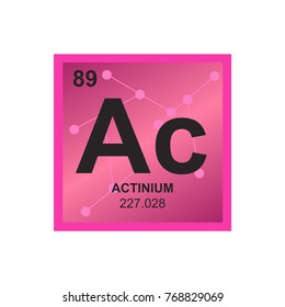 Vector symbol of Actinium from the Periodic Table of the elements on the background from connected molecules