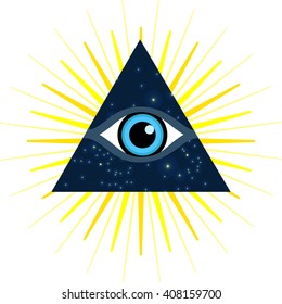 Vector symbol - All seeing eye. Sign - third eye.