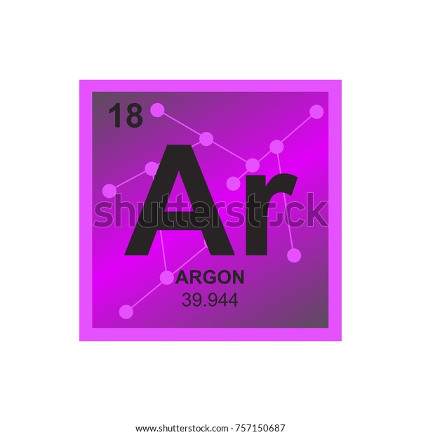 Vector symbol of\
Argon from the Periodic Table of the elements on the background\
from connected\
molecules