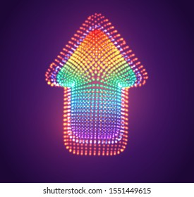 vector symbol up arrow made of glowing colorful dots
