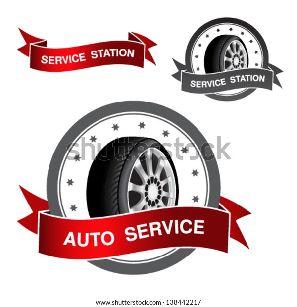 Vector\
symbol of auto service - sign, icon,\
sticker