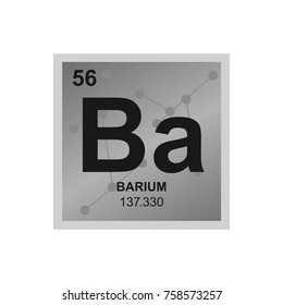 Vector symbol of Barium from the Periodic Table of the elements on the background from connected molecules