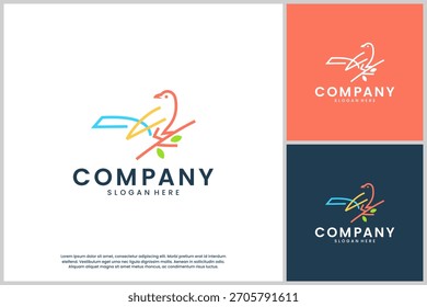 Símbolo de Vector de la belleza, forma del pájaro con estilo colorido, diseño del logotipo