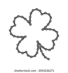 Vector symbol of a bicycle chain in the shape of a four-leaf clover. Lucky symbol. Isolated on white background.