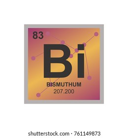 Vector symbol of Bismuth from the Periodic Table of the elements on the background from connected molecules