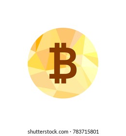 Vector symbol of bitcoin in low poly style 
 circled background