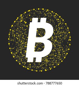 Vector symbol of bitcoin technology. Virtual money, Digital currency. Abstract illustration. Blockchain transfers concept