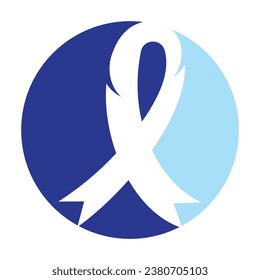 Vector symbol of blue ribbon for no shave November event against man prostate cancer.