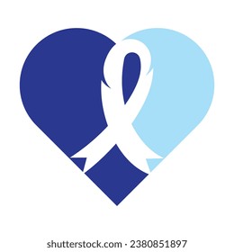 Vector symbol of blue ribbon for no shave November event against man prostate cancer.